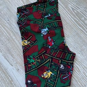 Lularoe Santa on Motorcycle Christmas legging